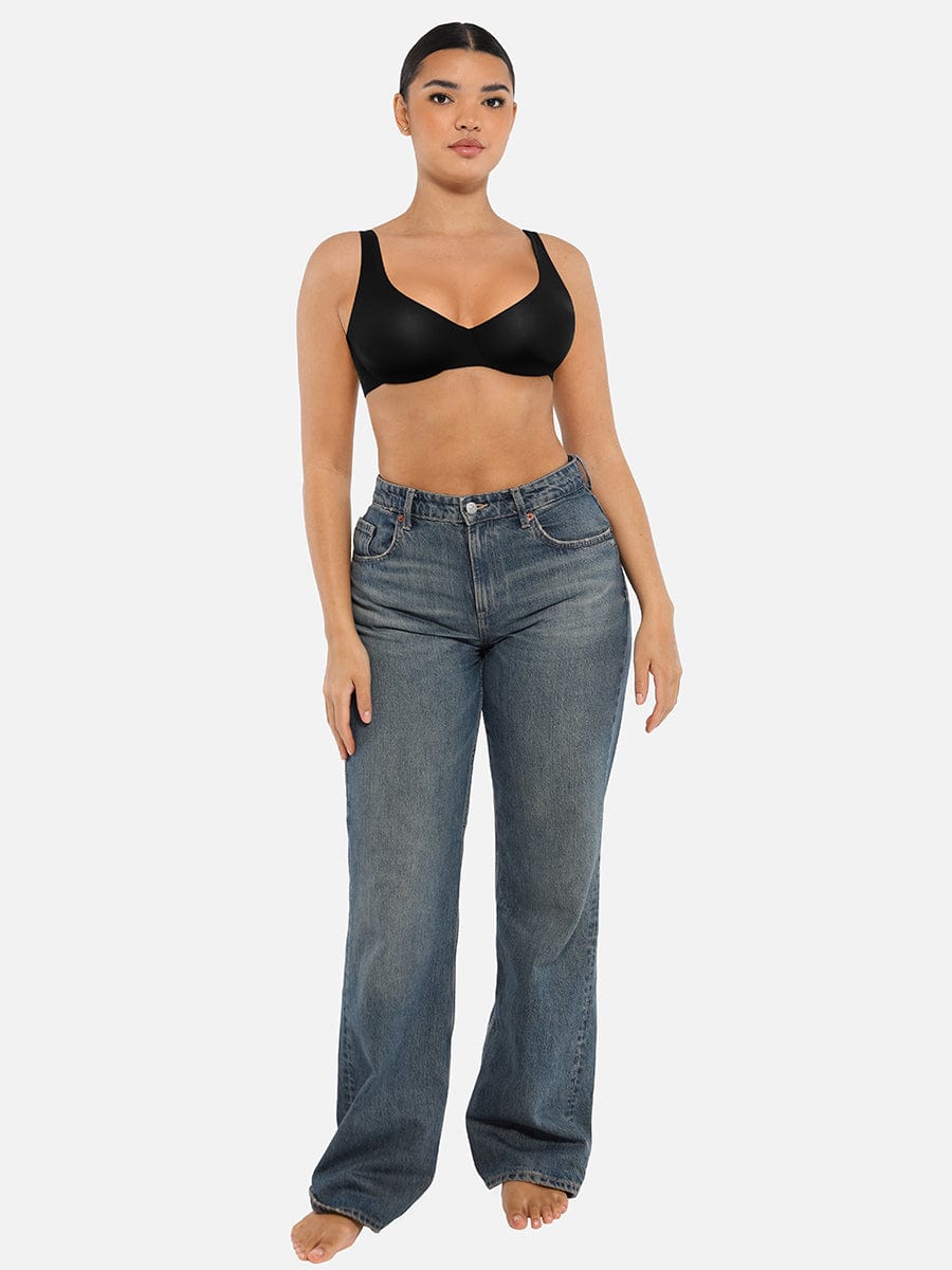 Underwired Deep Plunged V-Neck Support Bra