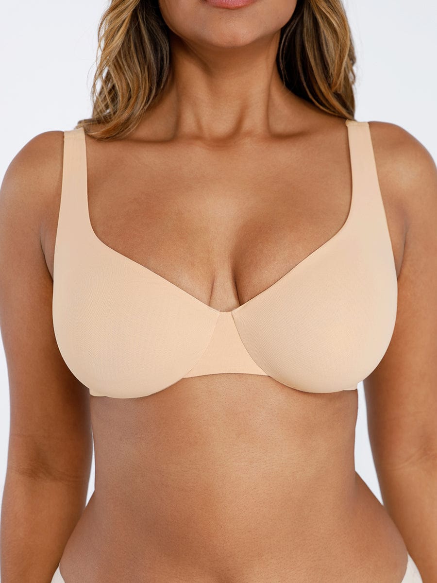 Underwired Deep Plunged V-Neck Support Bra