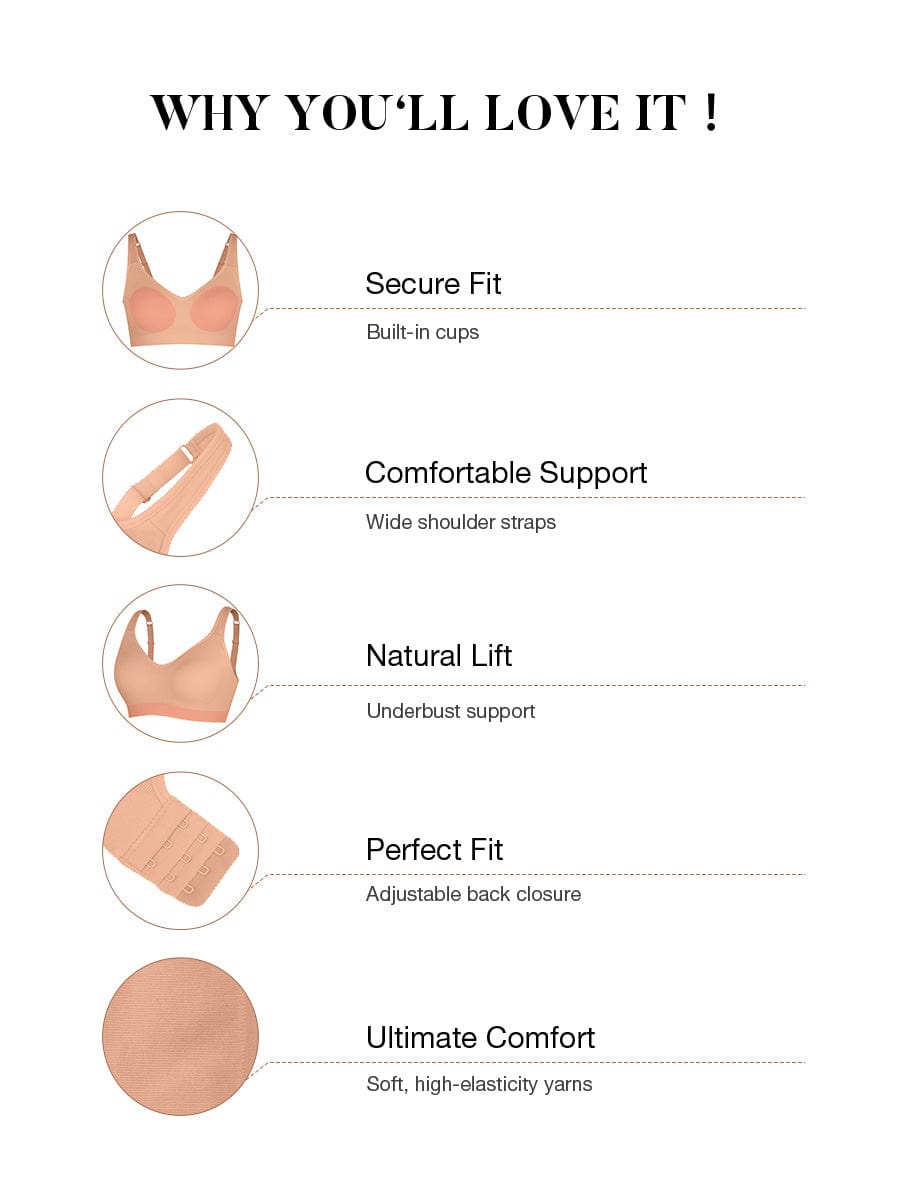 Wireless Seamless Low Back Shapewear Support Bra